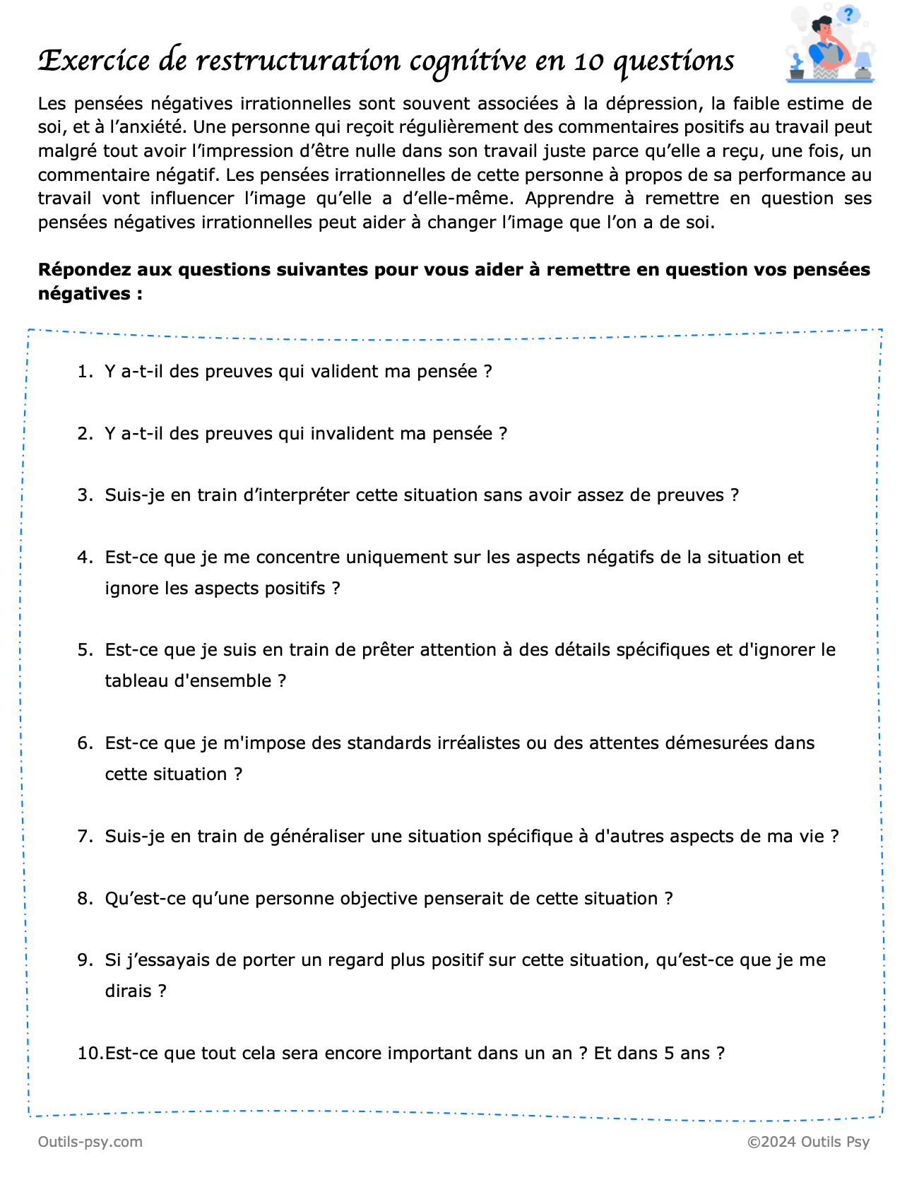 Exercices de thérapie (TCC) PDF